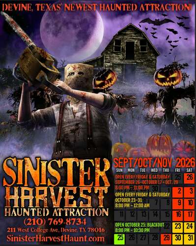 Sinister Harvest Haunted Attraction 2026 poster