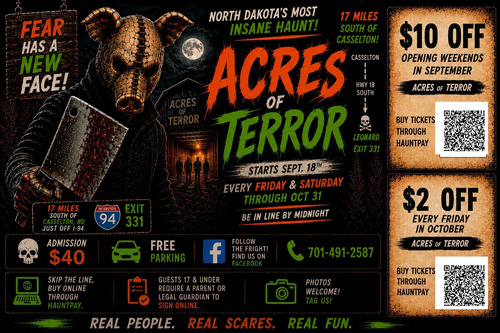 Experience 23 Years of Terrifying Haunts at Acres of Terror! poster
